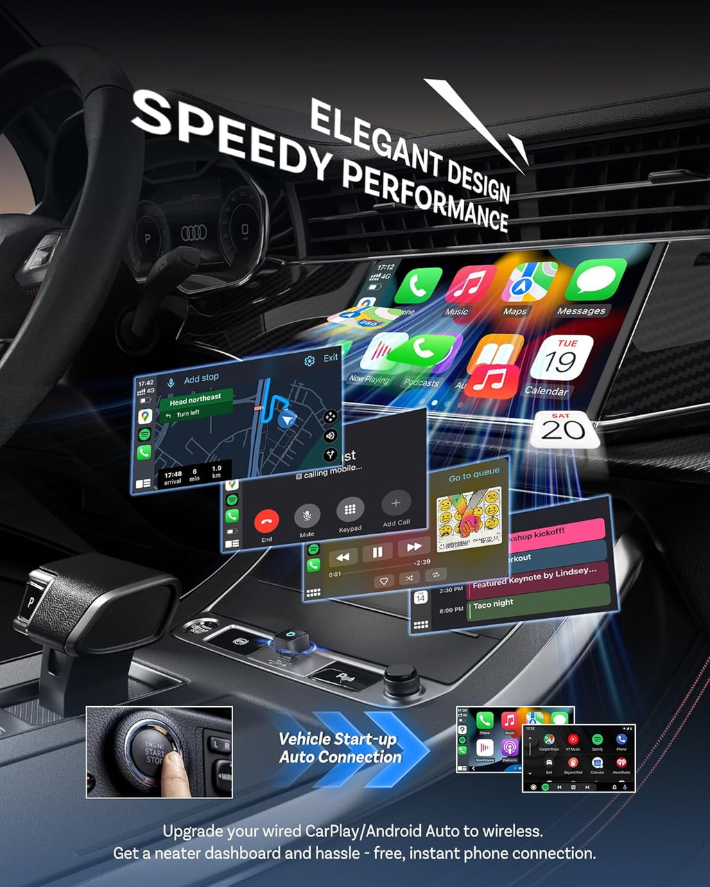 Mini Universal Wireless CarPlay and Android Auto Adapter